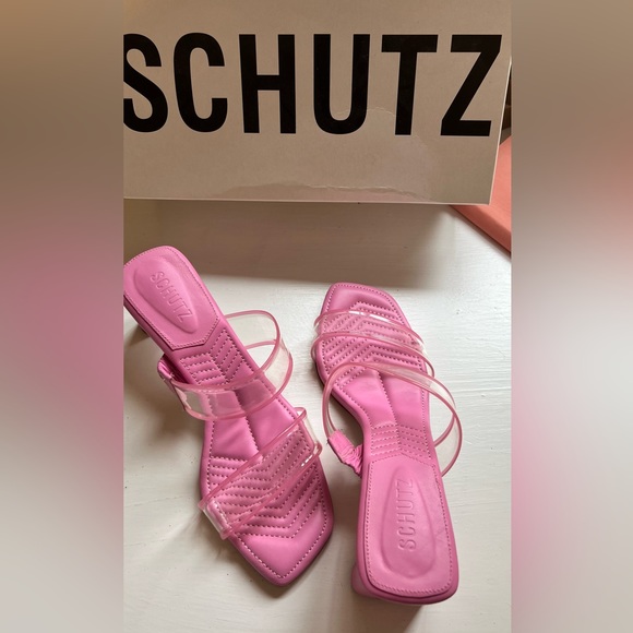 Schutz Rose NWT 39 Acrylic Slide Mule Heels - Picture 1 of 3
